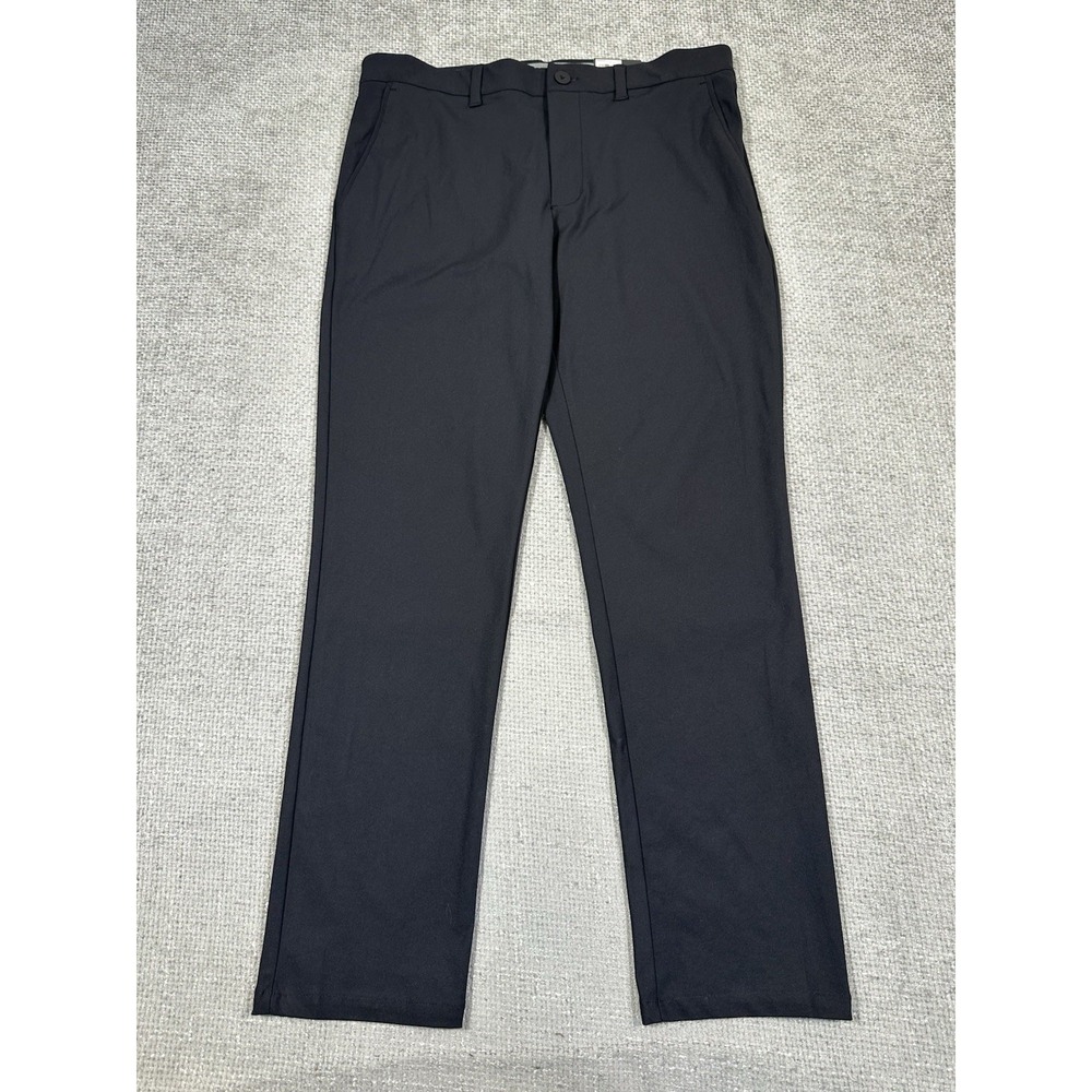 FLX Pants Mens 34x30 Black Premium Flat Front Slim NEW